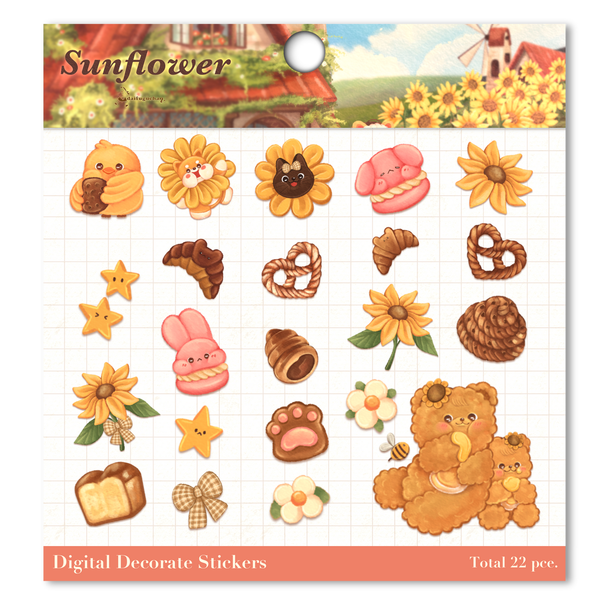 46 Digital Memopad&Sticker Sunflower